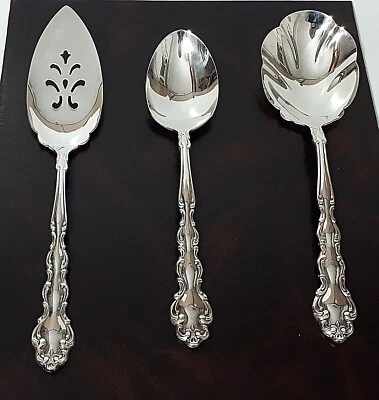 New Silver Plated Serving Set 3 Pcs Community Rich Design Stainless Flatware - Image 1 of 4