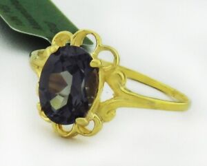 LAB CREATED  1.78 Cts ALEXANDRITE RING 10K YELLOW GOLD - New With Tag