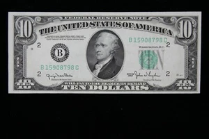 Tough $10 1950 CU Narrow Federal Reserve Note B15908798C plain series, NY, ten $ - Picture 1 of 3