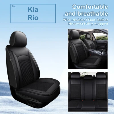 For Kia Rio 2013-2022 Car 5 Seat Covers Front&Rear Cushion Black Fuax Leather Foto 1 de 4