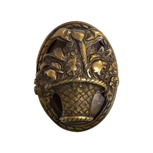 Llamador de puerta de cesta de flores de 4", latón envejecido, llama de privacidad, estilo victoriano - Imagen 1 de 3