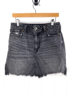 Abercrombie & Fitch Zoe Natural Rise Black Denim Vintage A-Line Mini Skirt 29 / - Picture 1 of 11
