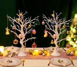 Sziqiqi Small Artificial Tree for Table Centerpiece White Fake Trees 1.9FT Fa... - Picture 1 of 9