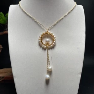 Baroque Pearl Necklace Pendants Charm 925 Silver White Jewelry Charms Natural - Picture 1 of 4