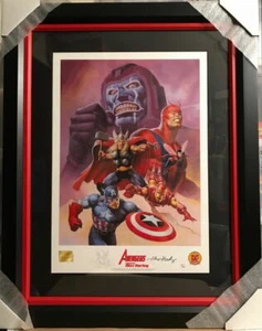 AVENGERS vs KANG Framed Print HAND SIGNED & THOR SKETCH by Artist Alex Horley - Picture 1 of 4