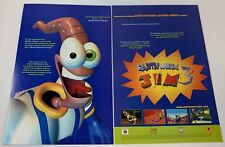 2000 two page video game ad ~ Earthworm Jim 3D