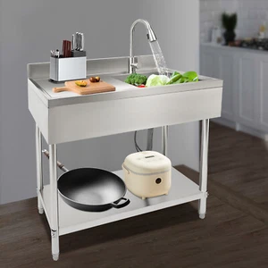 39" Stainless Steel Utility Commercial Square Kitchen Sink for Restaurant Home - Picture 1 of 22