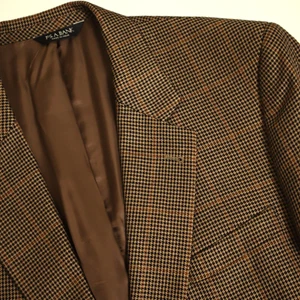 Jos A Bank Signature Sport Coat 48L Brown Windowpane Houndstooth Silk Camelhair - Picture 1 of 11