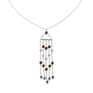 Tiffany & Co Gold Pendant Multicolor Gemstones White 18k Fringe Chain - Picture 1 of 6