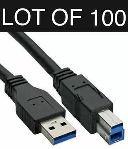 (100) X HP, DELL USB 3.0 Super Speed USB Type A-B Printer Scanner Cord Cable 6FT - Picture 1 of 21