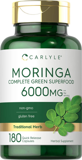 Carlyle Moringa Oleifera 6000 Mg 180Capsules Complete Green Superfood Supplement