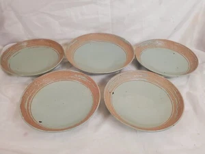 Set of 5 Celadon Studio Pottery JAPANESE OR CHINESE Marked/Signed Pasta Bowls - Picture 1 of 7