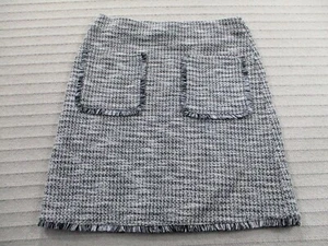 Ann Taylor Womens Skirt XXSP Petite Gray Tweed Pocket Fringe Elastic Cotton - Picture 1 of 10