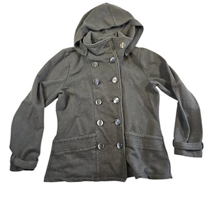 Coldwater Creek Jacke Damen Größe Small grün Flanell Knopfleiste abnehmbare Kapuze - Bild 1 von 11