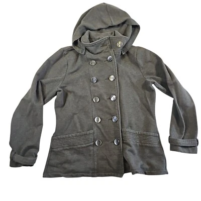 Куртка женская Coldwater Creek размер Small зеленая фланелевая на пуговицах съемный капюшон - Изображение 1 из 4