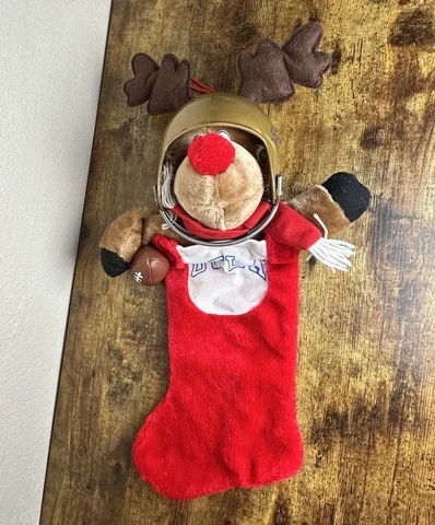 UCLA College Football Reindeer Christmas Stocking Plush with Plastic Helmet Cover