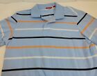 Izod Mens Striped Embroidered Logo Polo Shirt Tag Size L  T95-2315
