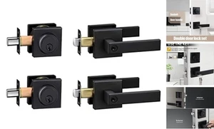Außentürschloss Set, Kombischloss - Schwerlast Schwarz Tür 2er Pack Matt Schwarz - Bild 1 von 7