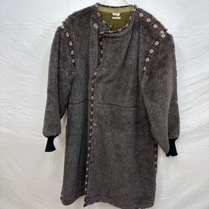 60er Jahre Osteuropäischer Volksstil Blumenbesatz Kunstfell Mantel Jacke Gr. 42 - Bild 1 von 6