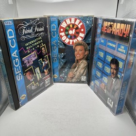 Jeopardy Wheel Of Fortune Trivial Pursuit SEGA CD LOT Bundle CIB Reg Card Poster
