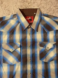 Rodeo Clothing Co Western Style Pearl Snap Button Up Down Mens Size XL Shirt - Picture 1 of 9