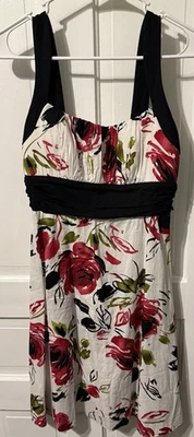 B Smart Floral Midi Dress Preppy Sleeveless Women's Size 8 Black band - Image 1 of 4