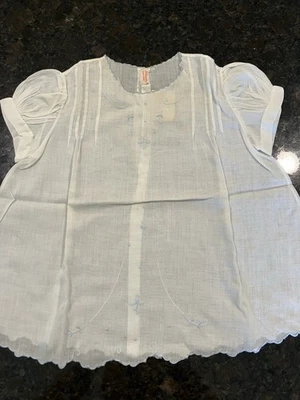 Vintage Layette Linen With Blue Embroidery-handmade Philippines - Image 1 of 4