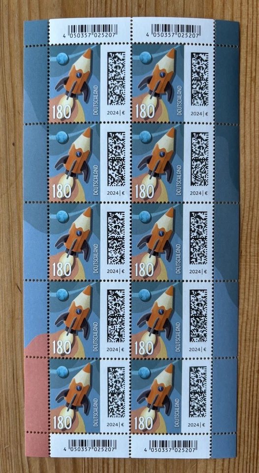 Bund Mi Nr 3870 Raketenpost Welt der Briefe postfrisch Kleinbogen Zehnerbogen - Bild 1 von 1
