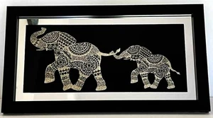 Two Beautiful Sparkling Elephants Wall Decor for prosperity and good fortune - Picture 1 of 2