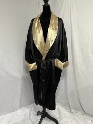 mens smoking jacket dragon embroidery reversible gold black - Image 1 of 4