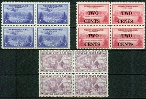 NEWFOUNDLAND-1943 -1947 –3 DIFF. BLOCKS OF 4– VF** - Bild 1 von 1