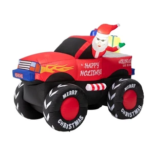 Christmas Inflatable Decoration 7FT Lighted Santa Claus On Pick Up Off-Road V... - Picture 1 of 6