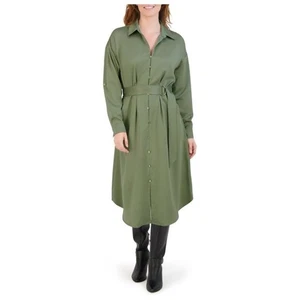 NWT French Connection Women's Long Shirt Long Sleeve Dress - Olive - Size M - Picture 1 of 5