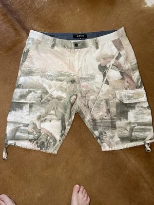 AKOO mens portrait art cargo shorts size 40 Retail around $200 - Image 1 of 4