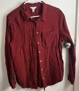 Arizona jean co women’s large buffalo plaid long sleeve button down flannel - Picture 1 of 4