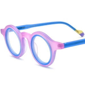Round Frosted Plate Eyeglass Frames Mixed-color Spectacles Unisex Glasses - Picture 1 of 27