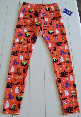 Girls Gymboree Orange Black Purple Halloween Leggings Sz 12 - Image 1 of 2