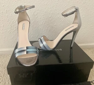Athen $790 NUEVOS GIORGIO ARMANI Tacones Punta Abierta Zapatos de Cuero AUTÉNTICOS 38.5 EE. UU. 7.5 - Imagen 1 de 10