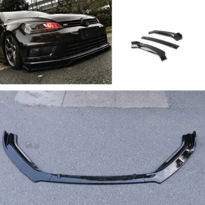 Labio del alerón delantero para Volkswagen Golf 7.5 2014 2015 2016 2017 negro brillante DA Foto 1 de 4