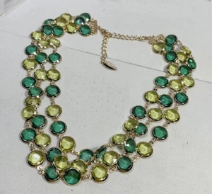 Coldwater Creek Faceted Bezel Crystal Multi strand Layered Necklace Green - Picture 1 of 3
