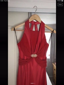 Red Satin & Chiffon Evening Dress - Picture 1 of 6