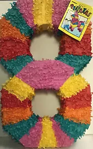 Number 8 Piñata Vibrant Multi Colored Paper Ages 3+ New - Picture 1 of 1