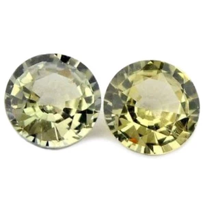 Certified 0.60ct Round Natural Unheated Beige Sapphire VVS 4.25 mm Matching Pair - Picture 1 of 2