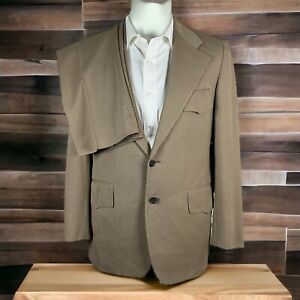 Vintage 1970s Cricketeer 2 Piece Suit Mens 38R 30x30 Beige Tan Polyester