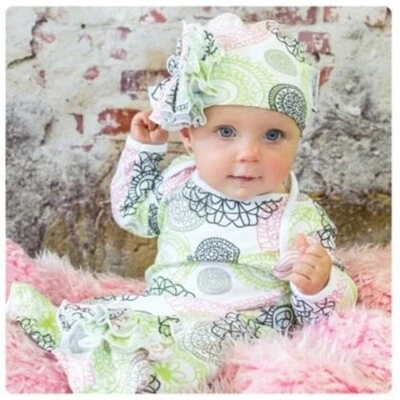 Vestidos de algodón indio Woombie más sombrero, flores Lola con volantes, 24-30 libras NUEVO Foto 1 de 2