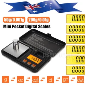Digital Scales Jewellery Gold Weighing Mini Pocket Scales 50g/0.001g 200g/0.01g - Picture 1 of 18