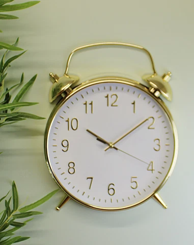 Alarm Style Wall Clock Gold Double Bell Traditional Vintage Retro Clock Cover