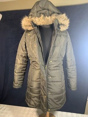 KC Collections Quilt Jacket Puffy Coat W/ Detachable Hood Fur Collar Women’s Med - Image 1 of 4