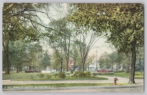 Postcard Rochester New York NY Franklin Square Street scene Park Fire Hydrant - Picture 1 of 2