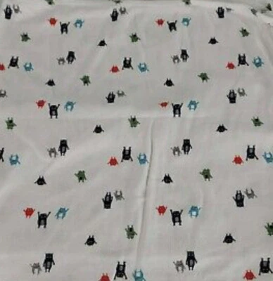 Carters Monster Alien White Baby Swaddle Cotton Jersey Knit Receiving Blanket - Image 1 of 2